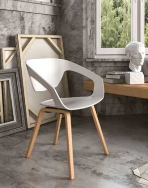 Baikal / Chaise visiteur pieds en bois Blanc