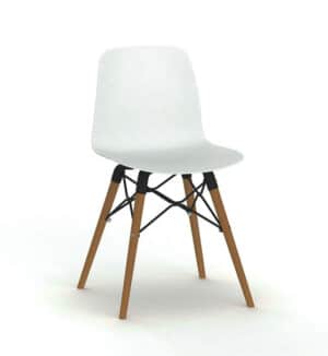 Elfi / Chaise visiteur 4 pieds bois dossier Blanc
