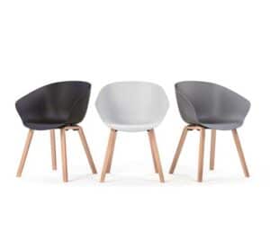 Vega / Chaise visiteur pieds en bois Blanc