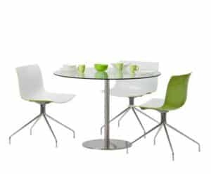 Stainless Cascando / Table ronde H73 x D110 cm verre transparent