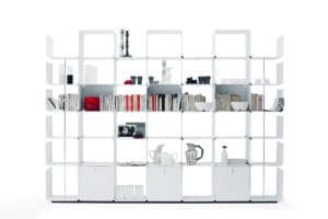 Cwave / Bibliothèque H222 x L292 cm Blanc 3 tiroirs