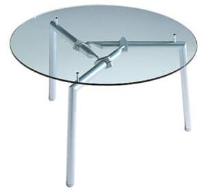 Isotta / Table de réunion ronde D130 cm Verre transparent