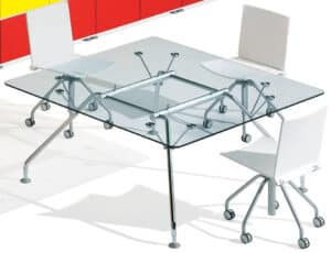 Prospero / Table de réunion carrée Verre transparent