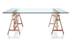 Teatro / Table en verre avec tréteaux 200 cm