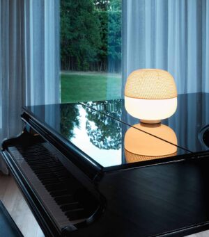 Afra / Lampe de table sans pied avec coiffe écrue