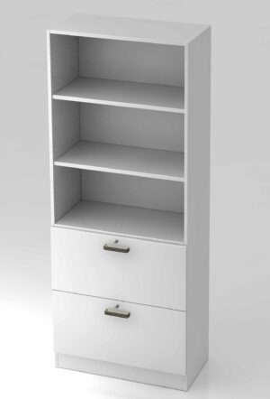Officina 1 / Etagère haute 2 tiroirs dossiers suspendus H200 x L80 cm Blanc