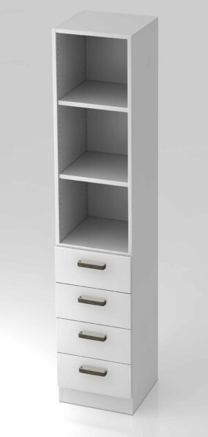 Officina 1 / Etagère Haute étroite 4 tiroirs H200 x L41 cm Blanc