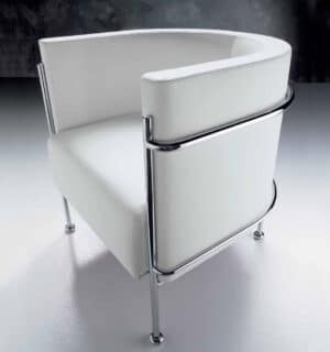 Phil / Fauteuil en cuir blanc