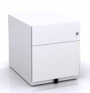 Note / Caisson mobile 2 tiroirs dont 1 dossiers suspendus + plumier Blanc