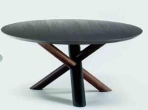 W / Table basse ronde Ø 90 cm plateau Chêne thermotraité