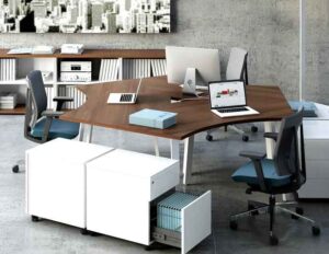 Ogi A / îlots 3 bureaux 234 x 203 cm Chêne canadien