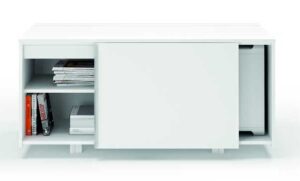 X8 / Bureau en verre 210 cm avec dessserte Blanc