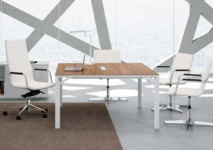 X8 / Table de réunion carrée 140 x 140 cm Noyer