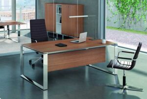 X7 / Bureau de direction 180 cm pieds chromés Noyer