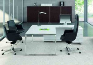 X7 / Bureau de direction 190 cm avec retour et caisson Blanc