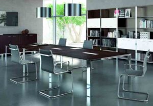 X7 / Table de réunion 480 x 140 cm Wengé Pieds chromé