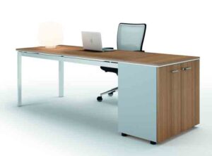 X4 / Bureau 160 cm avec armoire basse Noyer