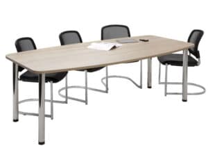 Officemeeting / Table de réunion 220 cm 4 pieds chromés Noyer