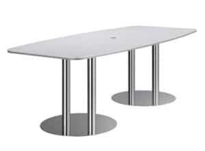 Officemeeting / Table de conférence 220 cm 2 pieds colonnes chromés Blanc