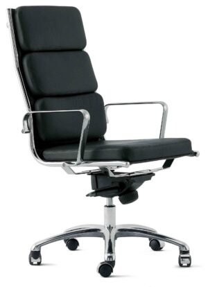 Light / Fauteuil de direction rembourré en cuir Noir