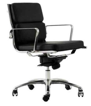 Light / Fauteuil de bureau rembourré en cuir Noir