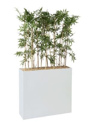 Bambou / Plantes artificielles + Jardinière H144 cm Blanc