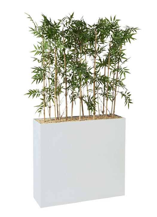 Bambou / Plantes artificielles + Jardinière H144 cm Blanc