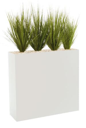Graminées / Plantes artificielles + Jardinière H129 cm Blanc