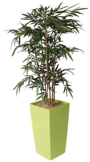 Bambou / Plante artificielle H190 cm Bac carré brillant vert