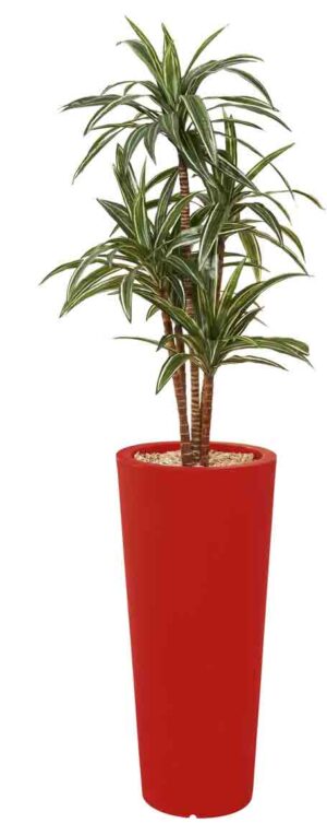 Dracena / Plante artificielle H185 cm Bac rond rouge