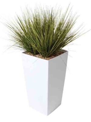 Graminées / Plante artificielle H110 cm Bac carré brillant blanc
