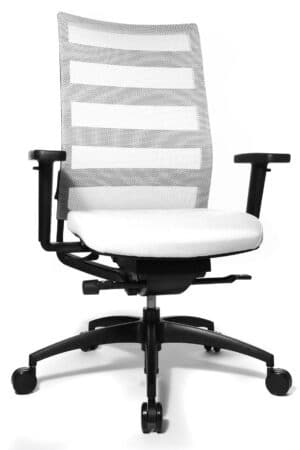 Ergomedic 100-1 / Fauteuil de direction dossier filet assise cuir Blanc