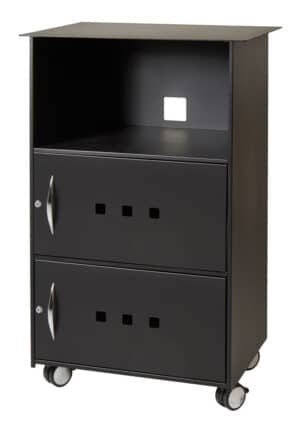 Igor 2 / Desserte sur roulettes 2 portes avec serrure noir