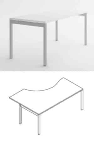 Ogi Y / Bureau compact retour à droite L160 x P120 cm Blanc