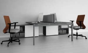 Ogi Y / Bureau double L160 x P321 cm avec desserte anthracite