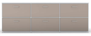 Modul space / Console 3 portes à clapet + 3 tiroirs L237 x H81 cm Taupe