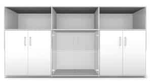Modul space / Console avec portes battantes et éléments ouverts L237 x H119 cm Bleu