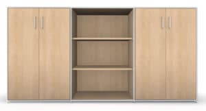 Modul space / Console 2 portes battantes et rangement ouvert L237 x H119 cm Chêne clair