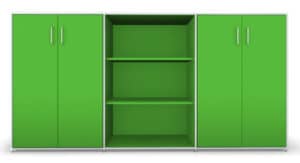 Modul space / Console 2 portes battantes et rangement ouvert L237 x H119 cm Chêne clair