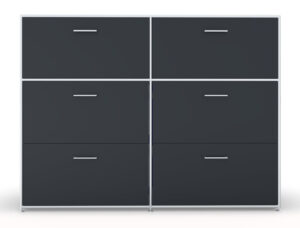 Modul space / Rangement 2 portes à clapet et 4 tiroirs à dossiers suspendus L158 x H119 cm Noir