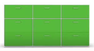 Modul space / Rangement 3 portes à clapet et 6 tiroirs à dossiers suspendus L237 x H119 cm Blanc