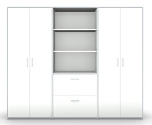 Modul space / Armoire Haute triple avec rangement central L237 x H196 cm Blanc