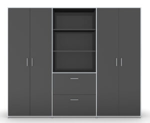 Modul space / Armoire Haute triple avec rangement central L237 x H196 cm Blanc
