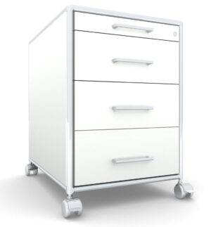 Modul space /  Caisson à roulettes 3 tiroirs + 1 plumier Blanc