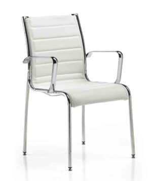 Elliot / Fauteuil 4 pieds cuir blanc