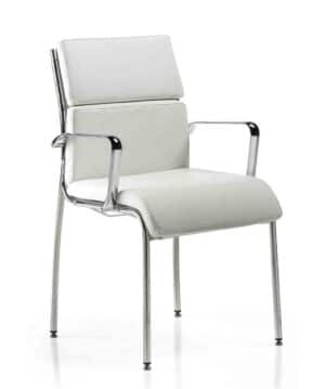 Isis / Fauteuil 4 pieds cuir blanc