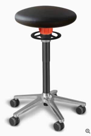 Ongo Roll tall / Tabouret ergonomique H59-77 cm sur roulettes similicuir Noir