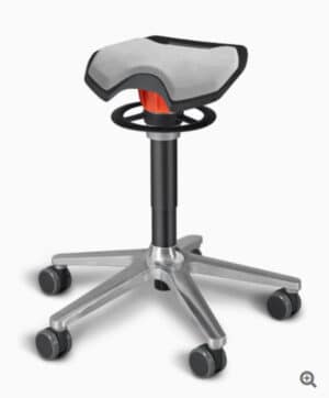 Ongo Roll / Tabouret sur roulettes avec selle tissu Gris