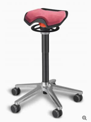 Ongo Roll / Tabouret haut sur roulettes avec selle tissu Henné