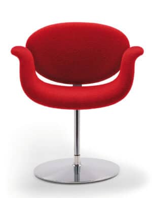 Little Tulip / Fauteuil design pied rond tissu rouge